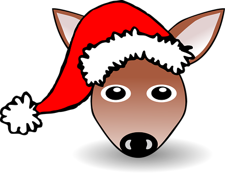 Christmas Deer Santa Hat Cartoon PNG