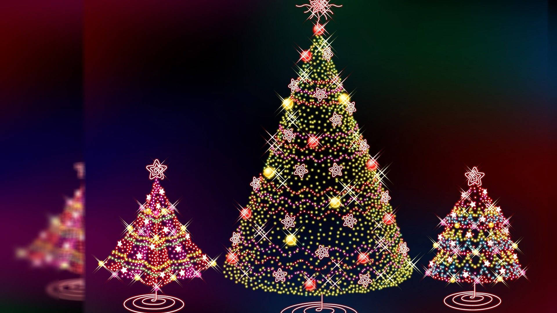 Christmas Desktop Colorful Trees