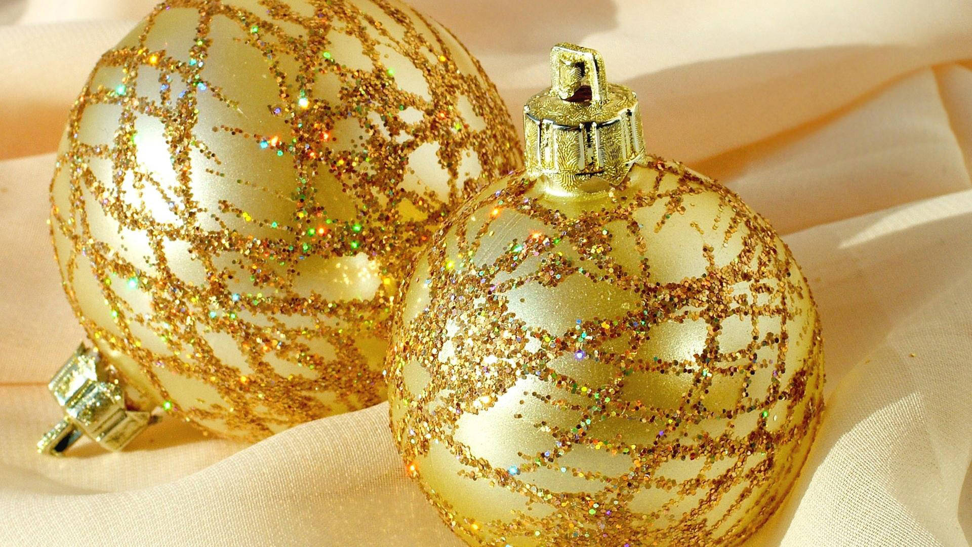 Christmas Desktop Gold Glitter Balls