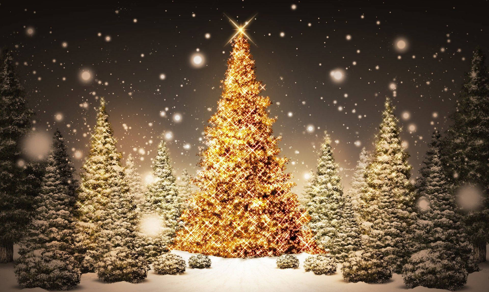 Christmas Desktop Golden Tree