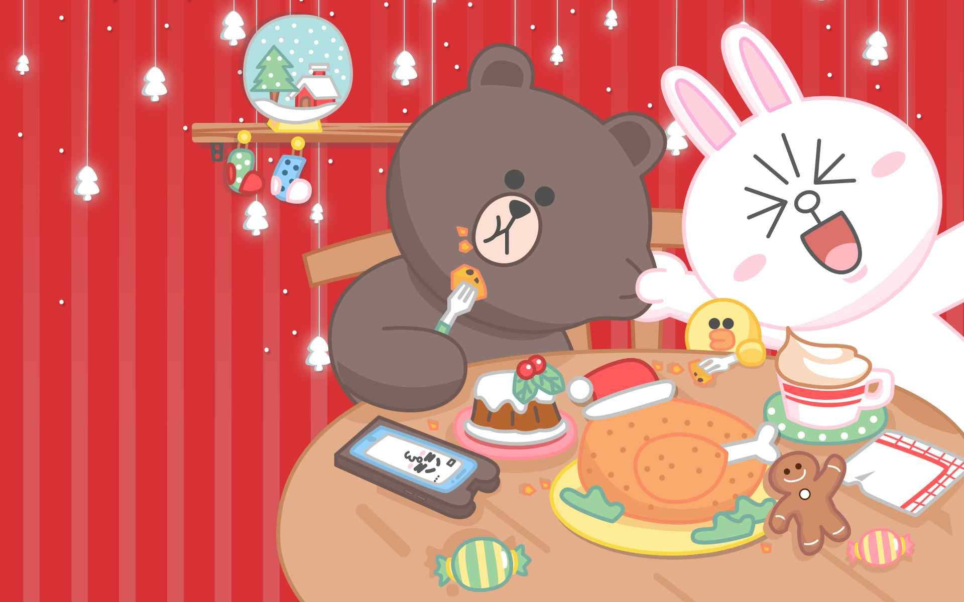 Celebrate this Christmas with Line Friends! Wallpaper