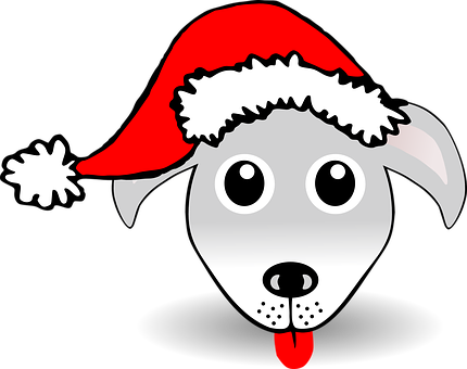 Christmas Dog Cartoon Santa Hat PNG