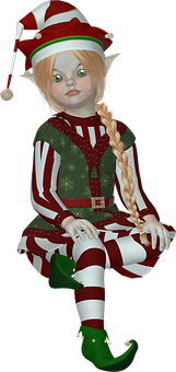 Christmas_ Elf_ Character_ Illustration PNG