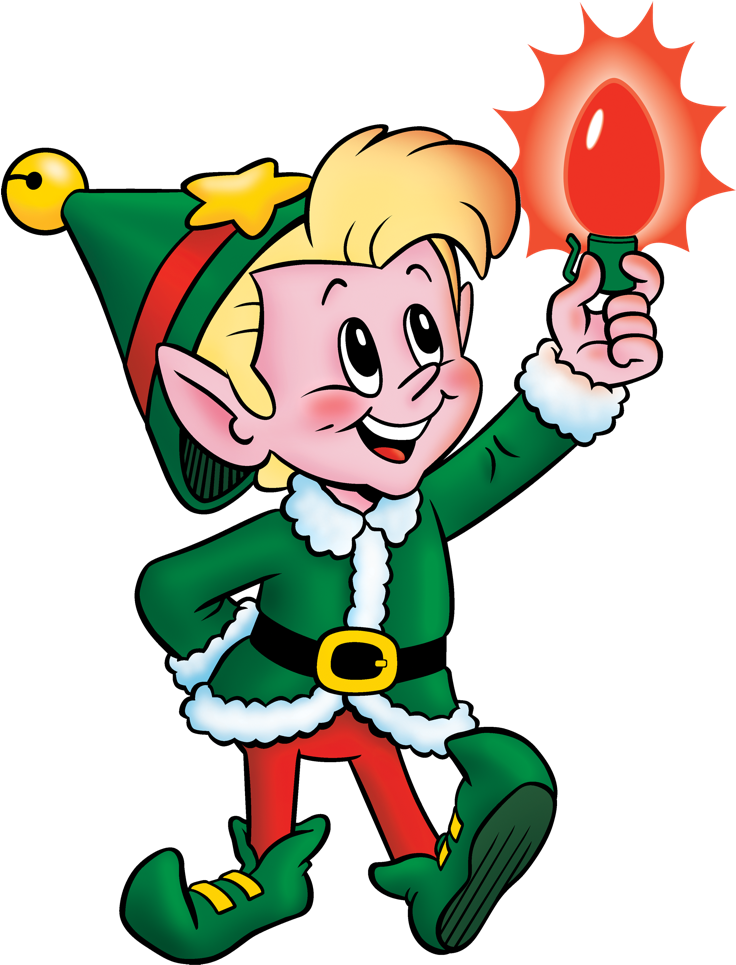 Christmas Elf Holding Candle Clipart PNG