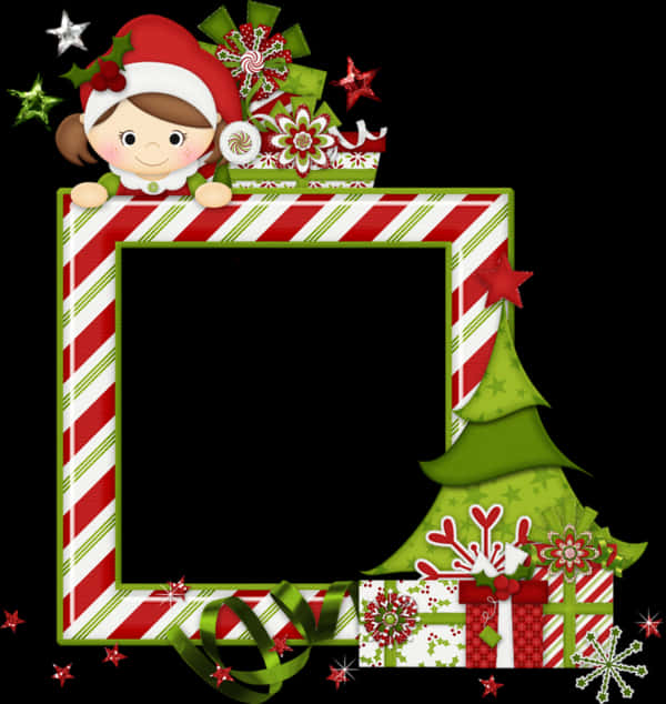 Christmas Elf Photo Frame Border PNG