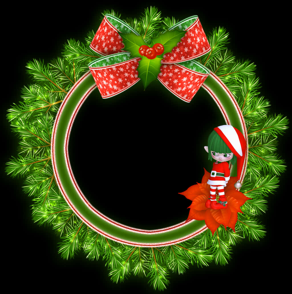 Christmas Elf Round Frame PNG