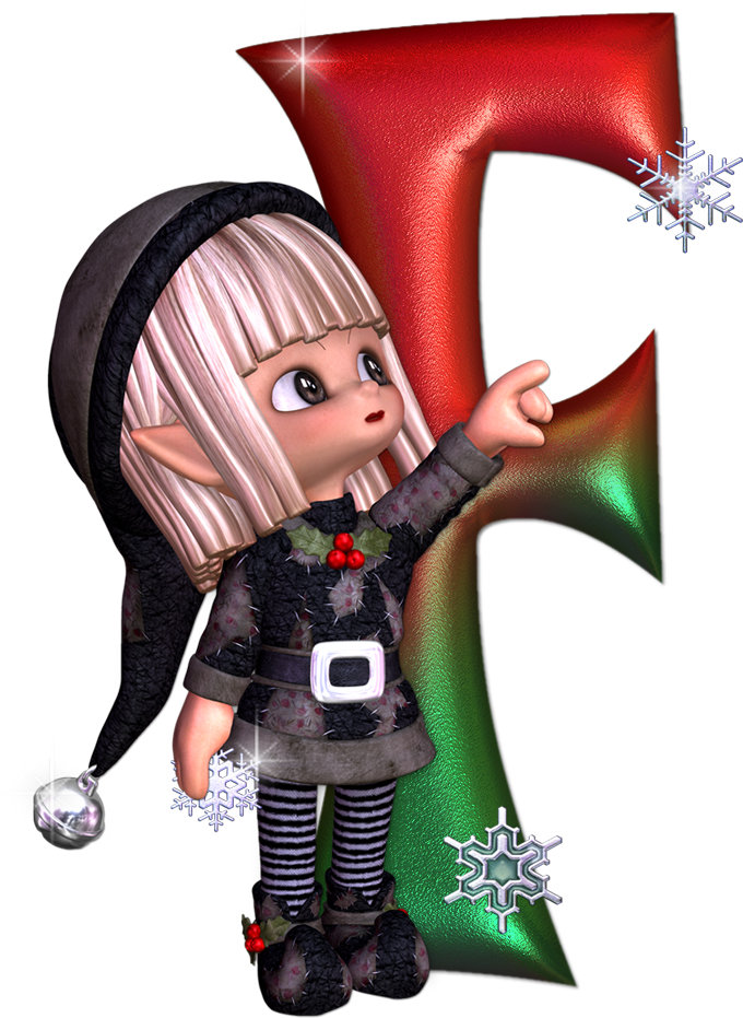 Christmas Elf Touching Letter R PNG