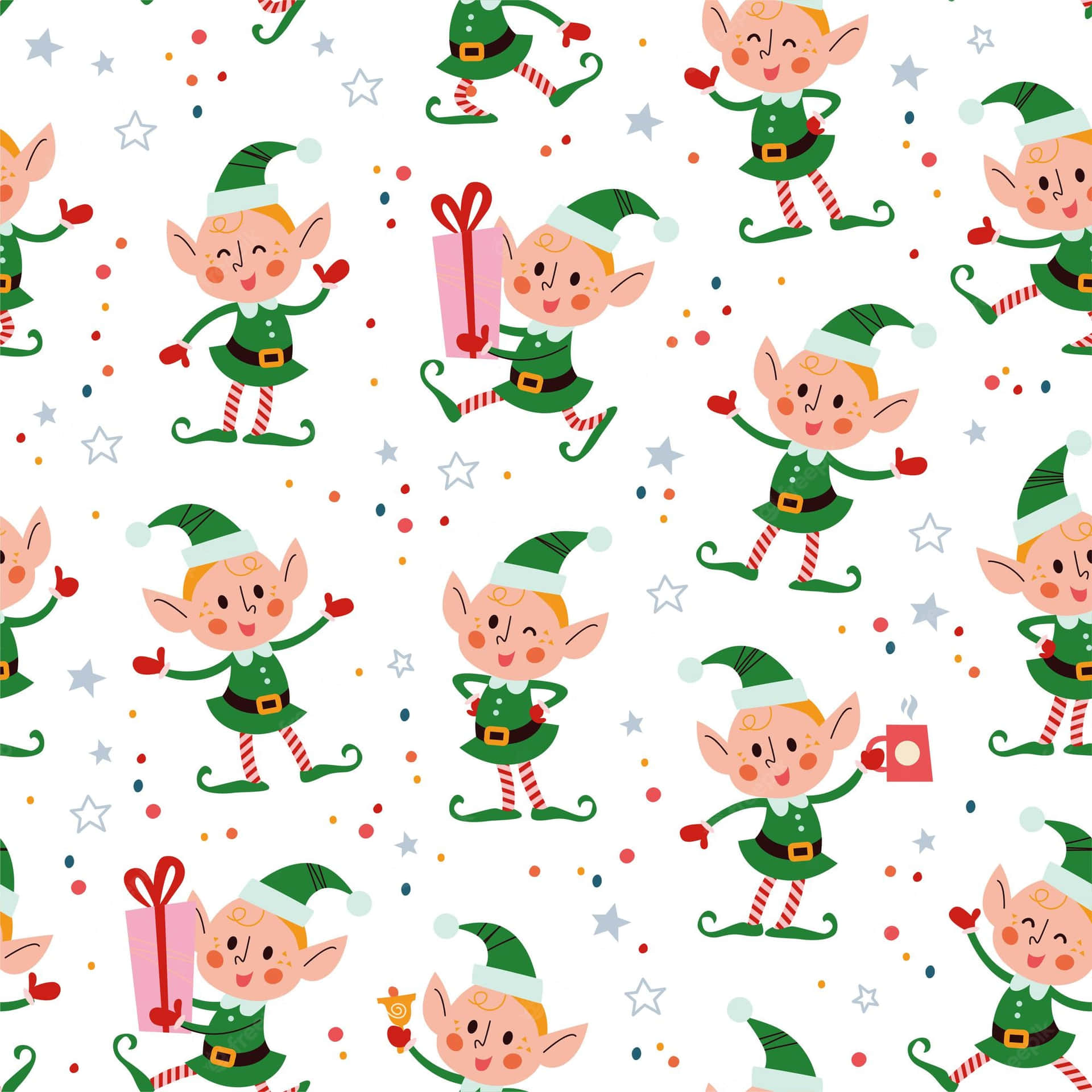 "Cheerful Christmas Elves Ready to Spread Holiday Cheer!" Wallpaper