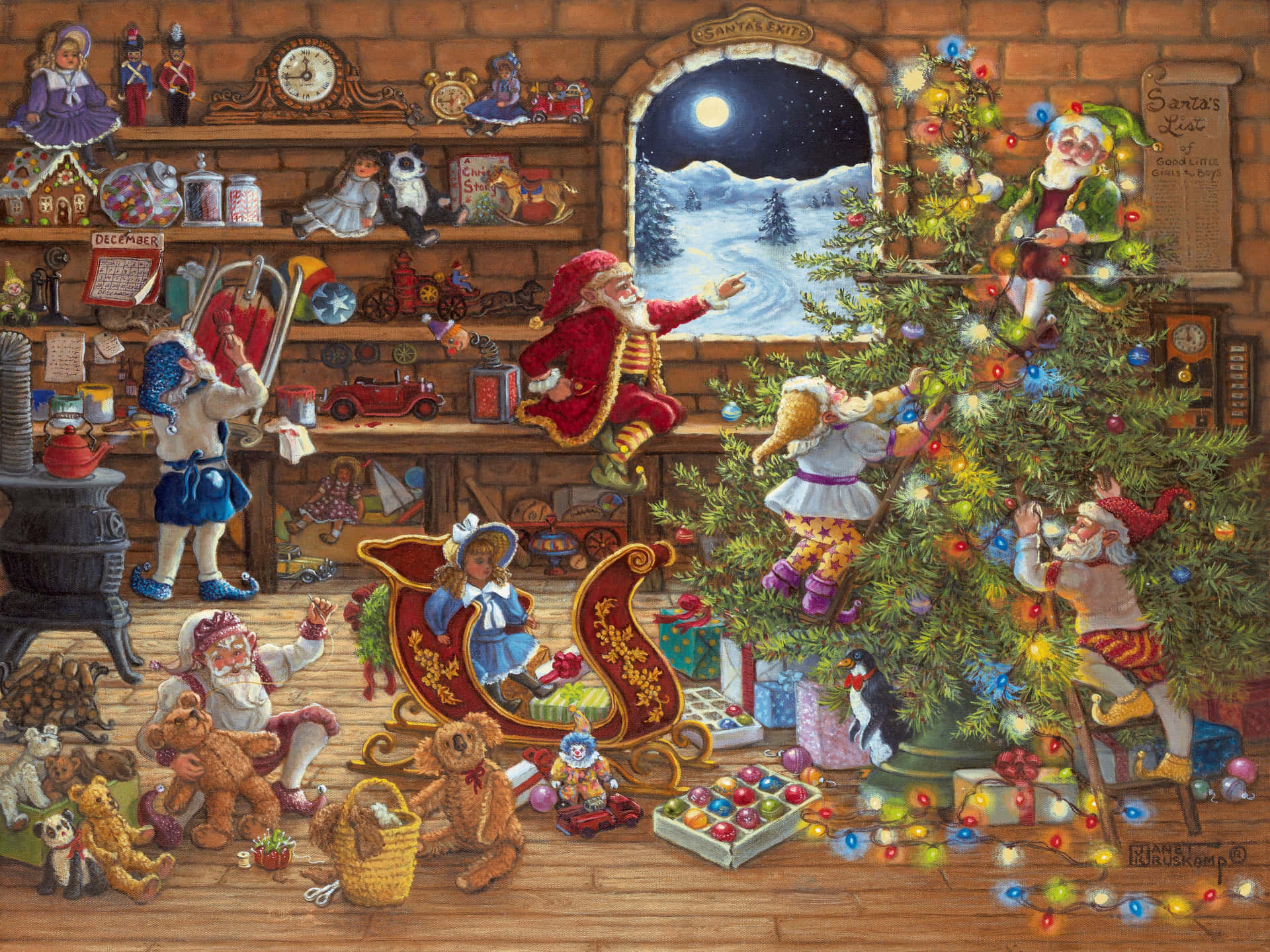 Diekleinen Helfer Des Weihnachtsmanns Wallpaper