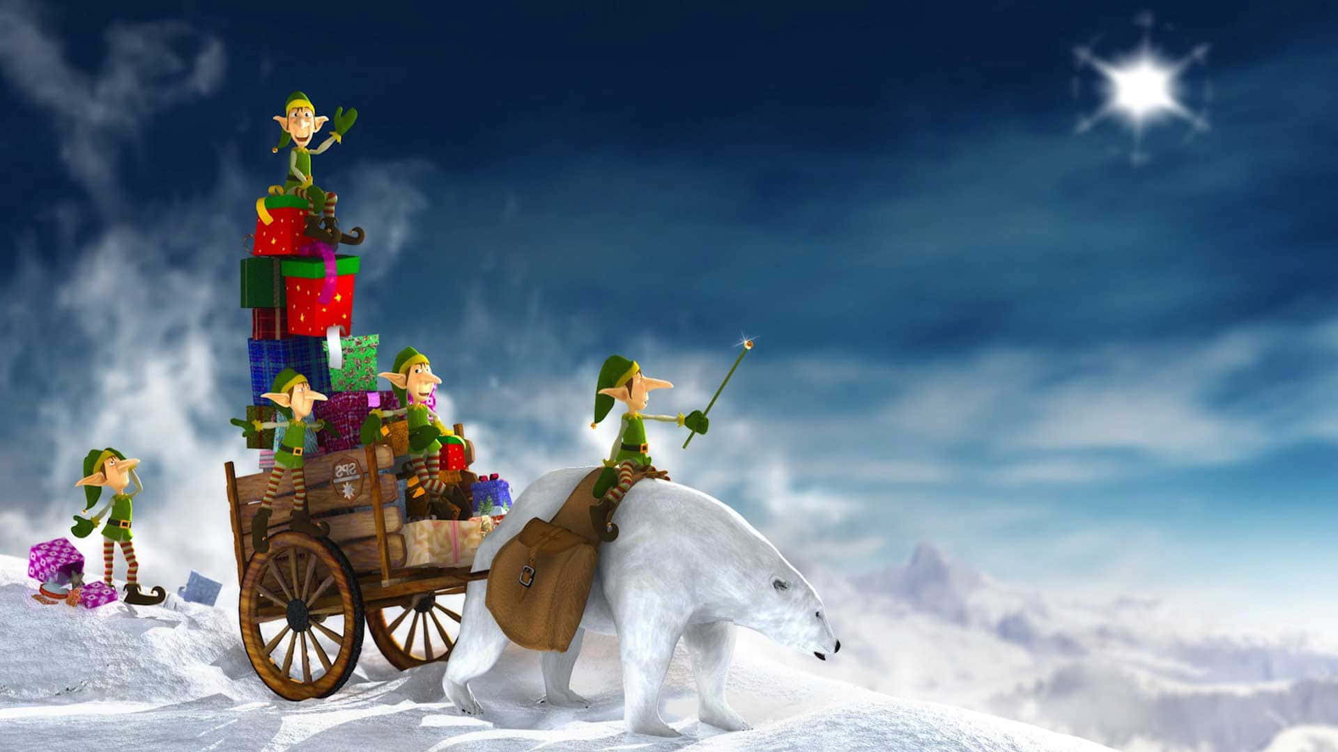 400+elfi Al Lavoro Durante Il Natale. Sfondo