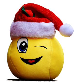 Christmas Emoji Plushwith Santa Hat PNG