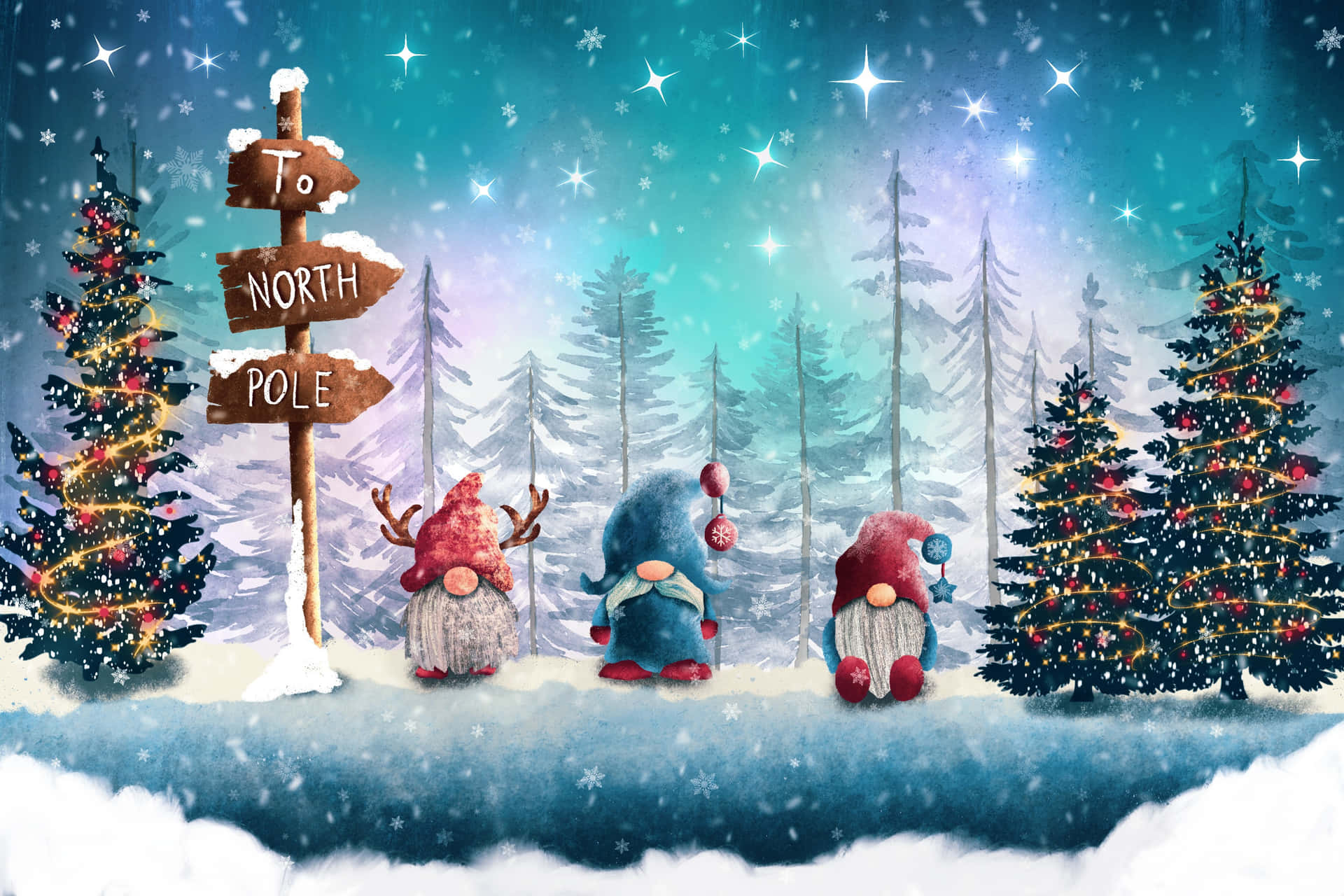 Christmas Eve Cute Figurines Wallpaper