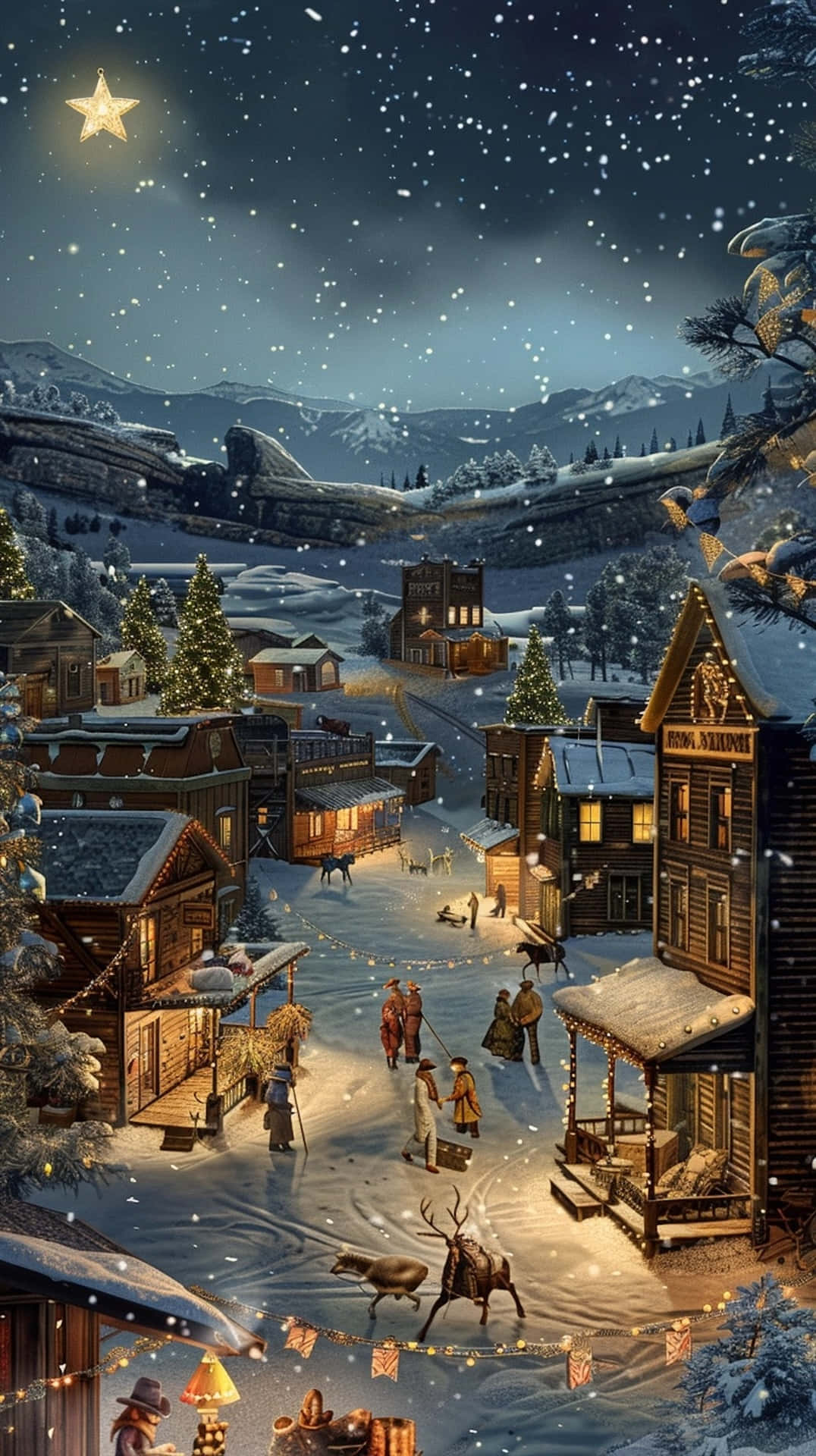 Christmas_ Eve_in_ Western_ Town Wallpaper