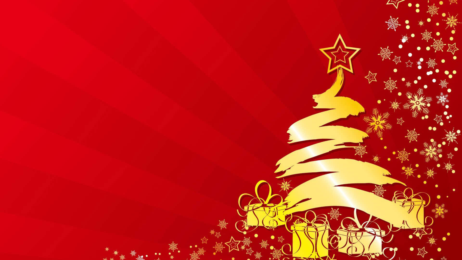 Christmas Tree On Red Background Wallpaper
