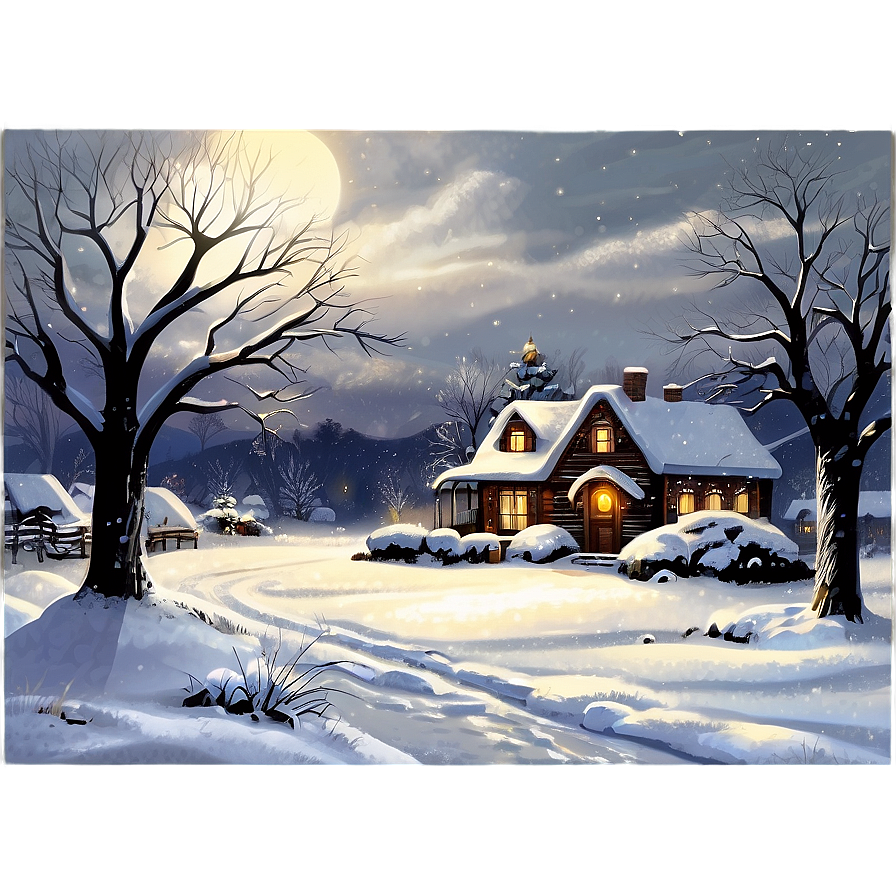 Download Christmas Eve Snowy Scene Png 93 | Wallpapers.com