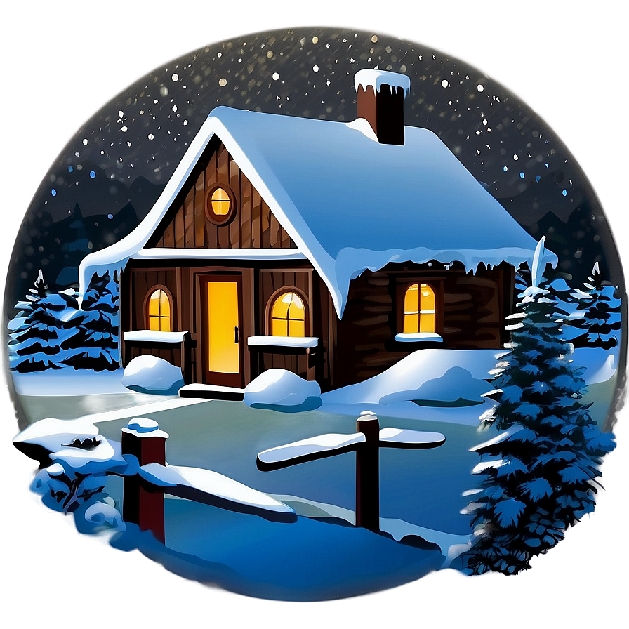Christmas Eve Snowy Scene Png Xwi22 PNG