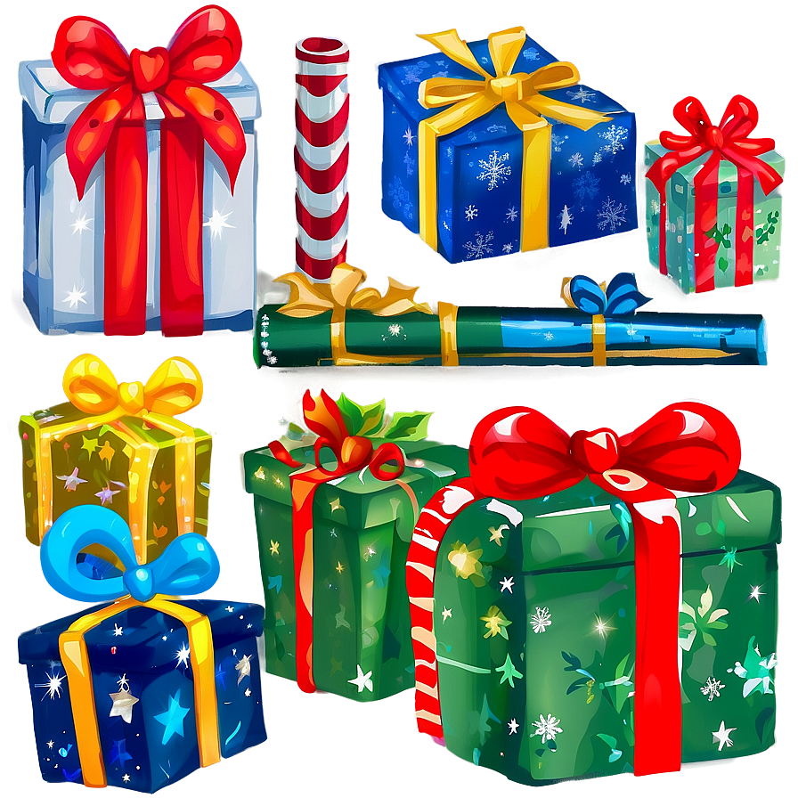Christmas Eve Wrapped Presents Png Qxi8 PNG