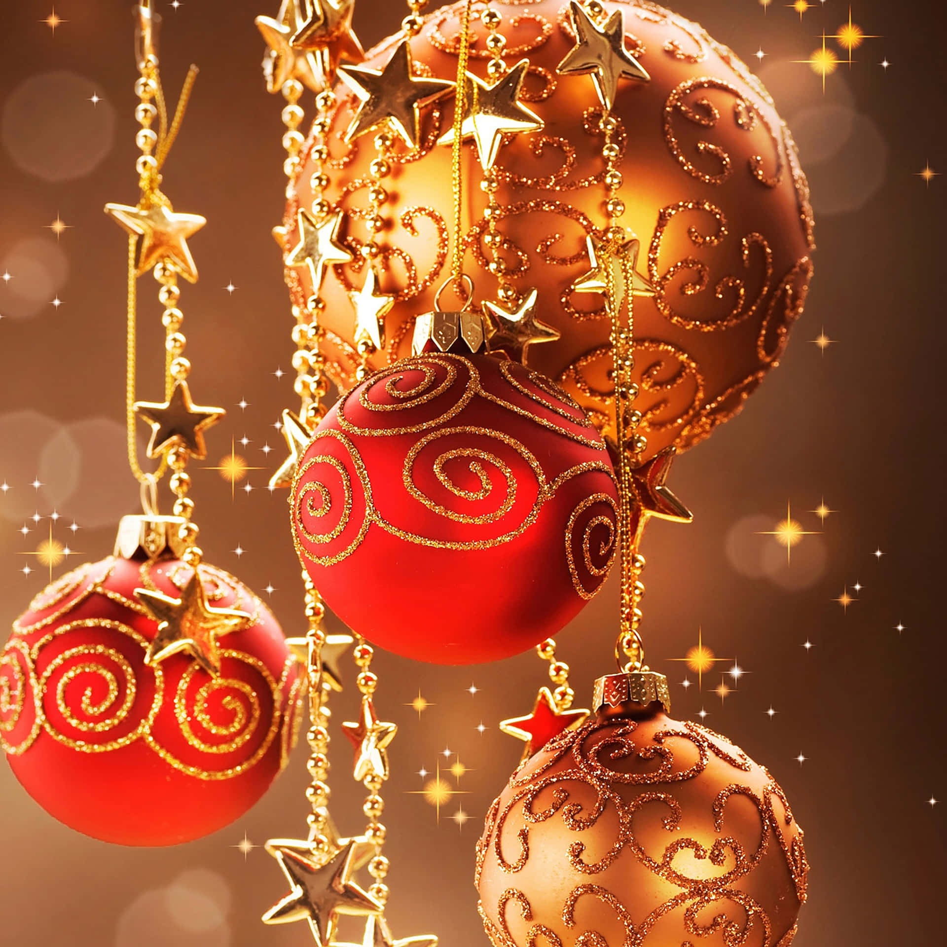 Christmas Eve Red Ornaments Wallpaper
