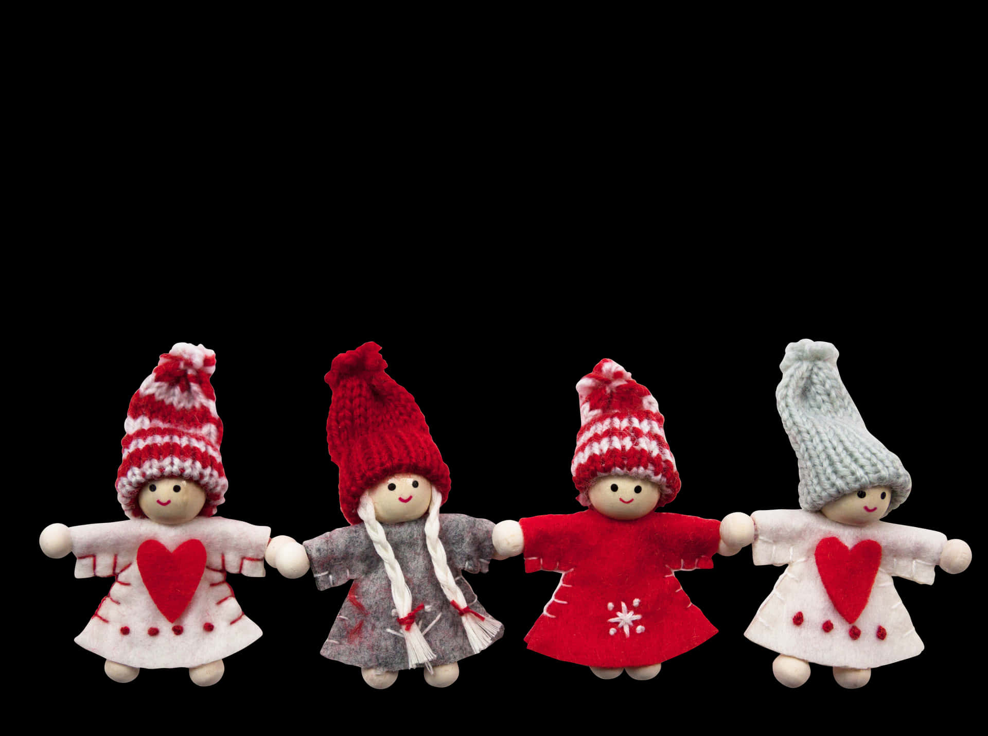 Christmas Fabric Dolls Lineup PNG