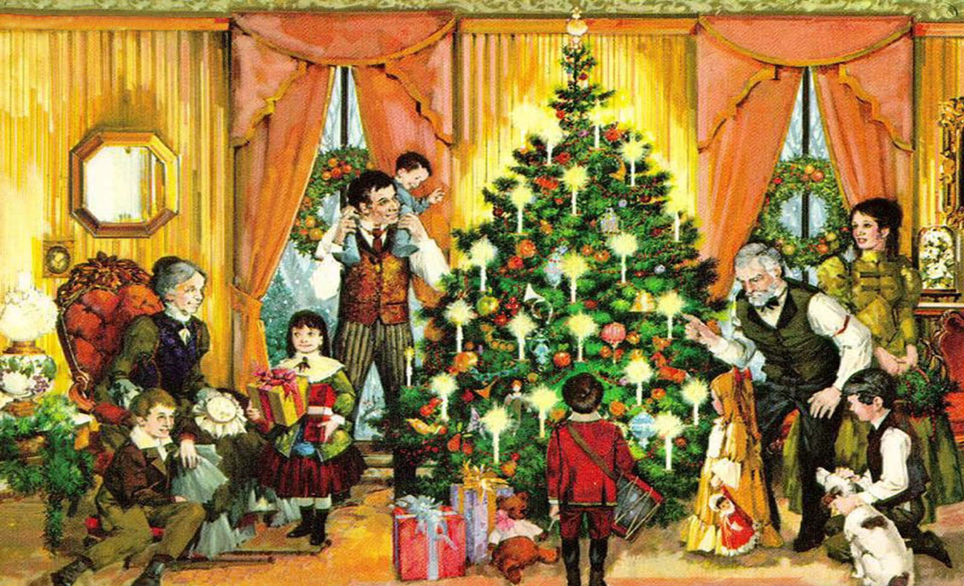 Christmas Family Busy Holiday Drawing Art Pictures