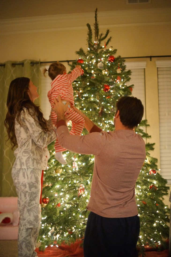 Christmas Family Cute Decorating Tree Pictures