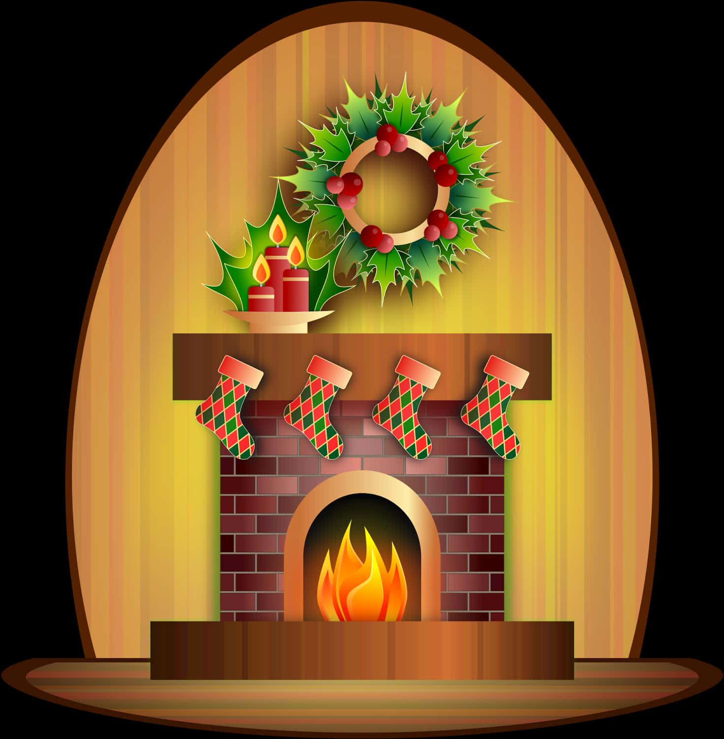 Christmas Fireplace Decoration Illustration PNG
