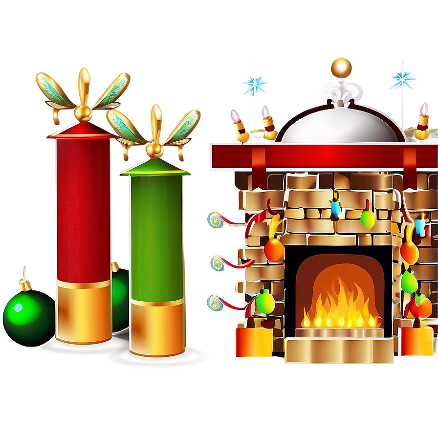 Christmas Fireplace With Nutcrackers Png Gax46 PNG