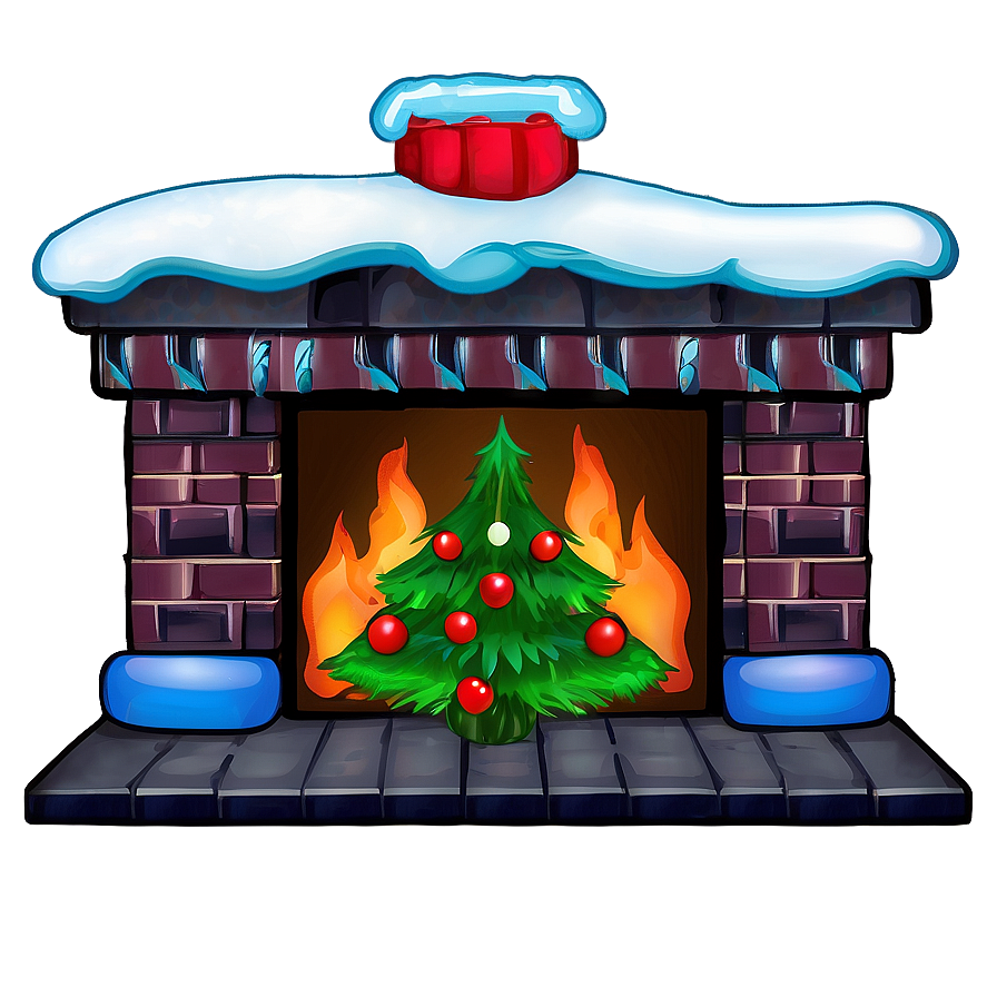 Christmas Fireplace With Plaid Decor Png 06262024 PNG