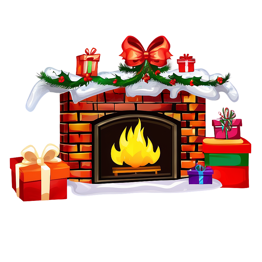 Christmas Fireplace With Presents Png 72 PNG