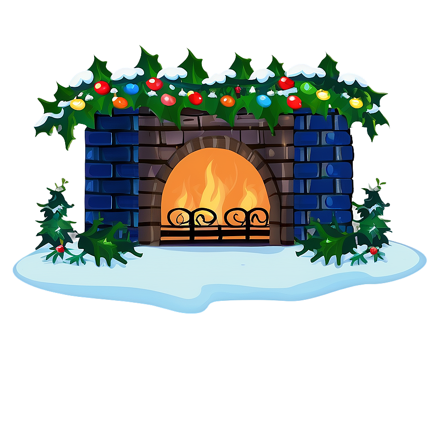 Christmas Fireplace With Wreath Png 06262024 PNG