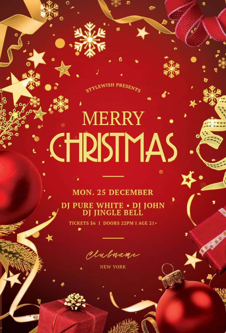 "Celebrate the merriest Christmas with this festive flyer background"
