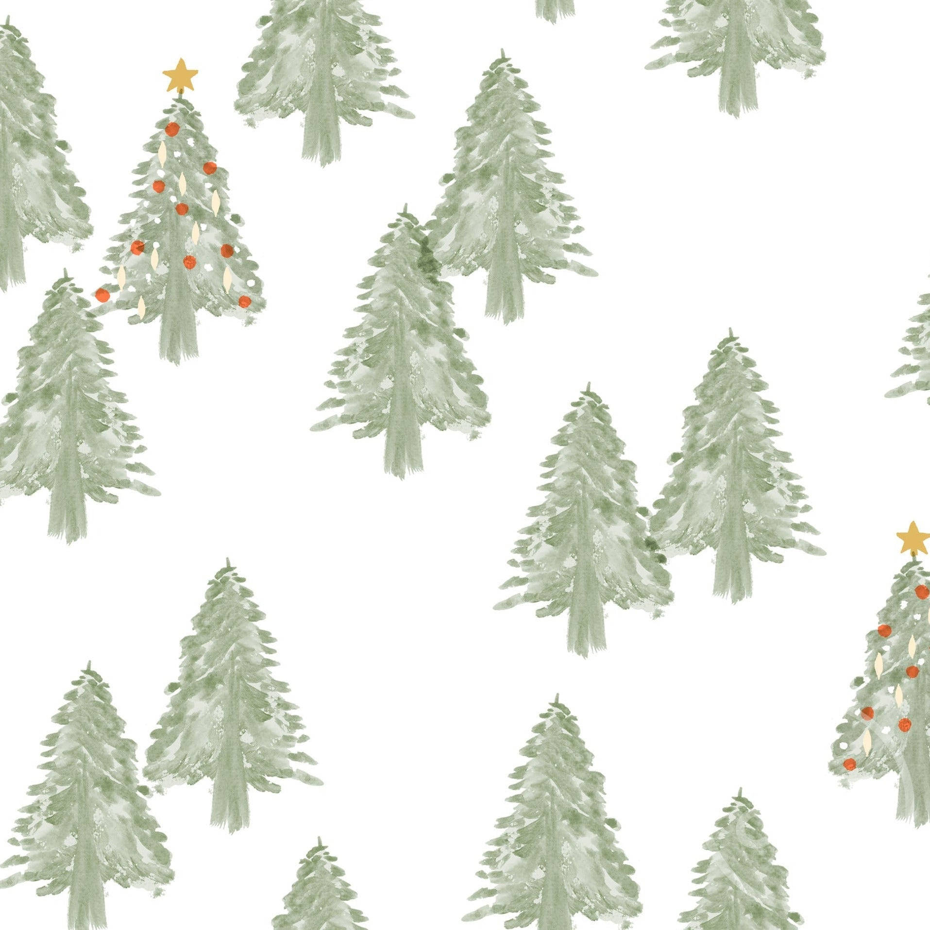 Et pragtfuldt syn af sne-dækkede nåletræer i et magisk jule skov. Wallpaper