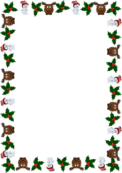 Christmas Frame Santa Reindeer Holly PNG