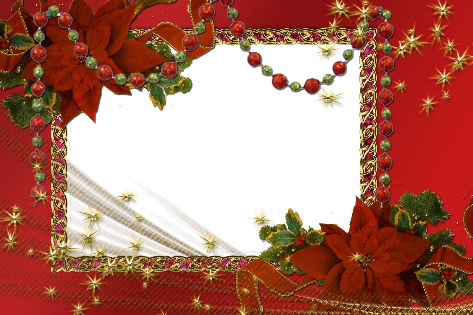 Christmas Framewith Poinsettiasand Sparkles PNG