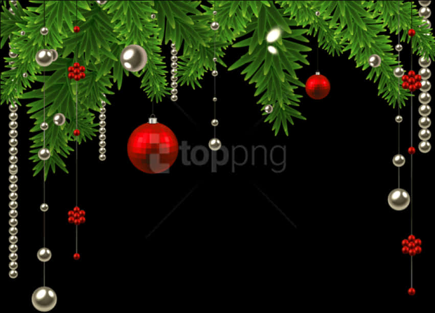 Christmas Garlandand Baubles Decoration PNG