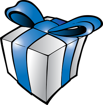 Christmas Gift Box Blue Ribbon PNG