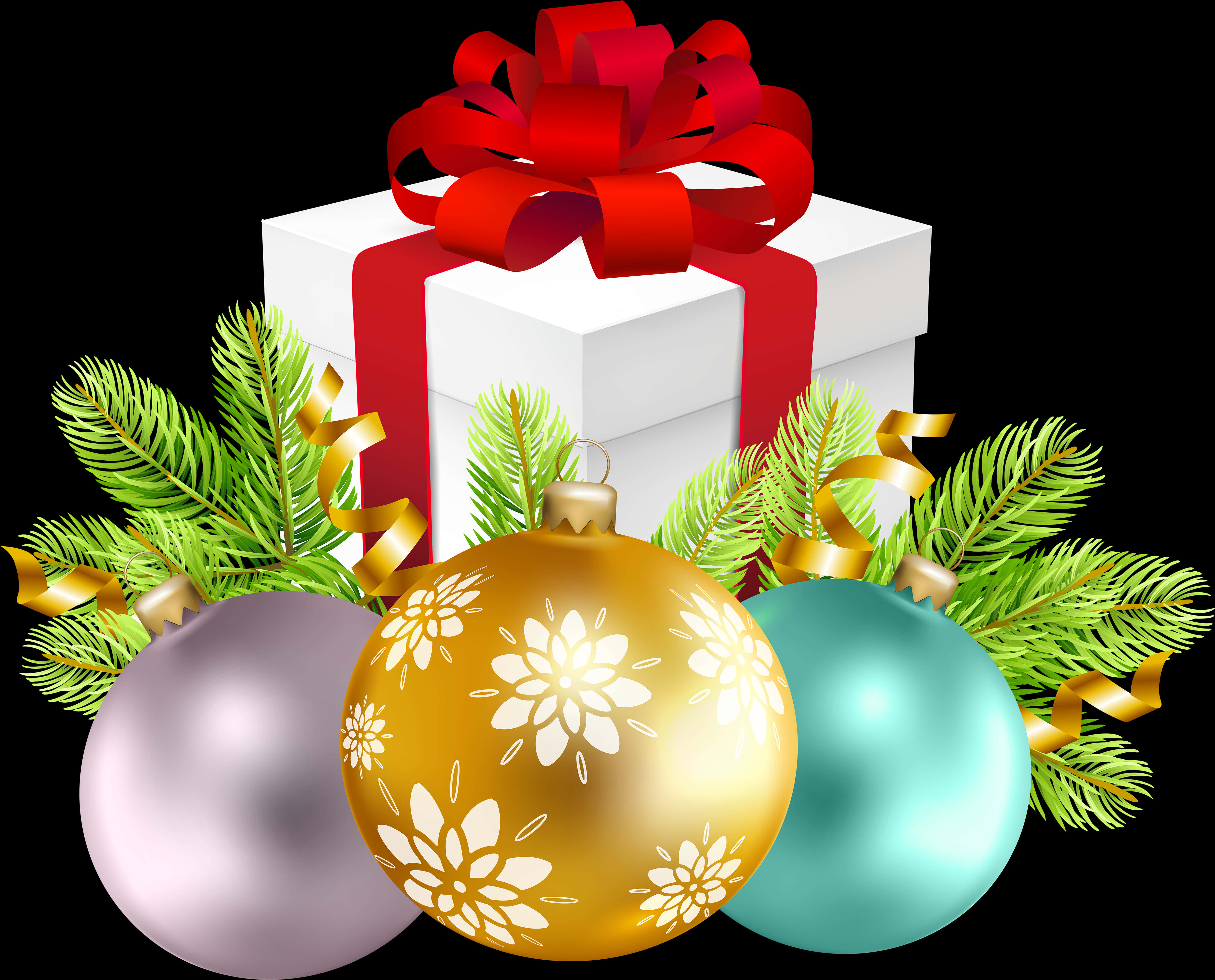 Christmas Giftand Ornaments PNG