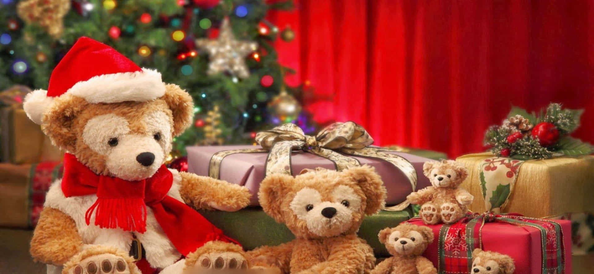 Billede af teddybjørne og julegaver