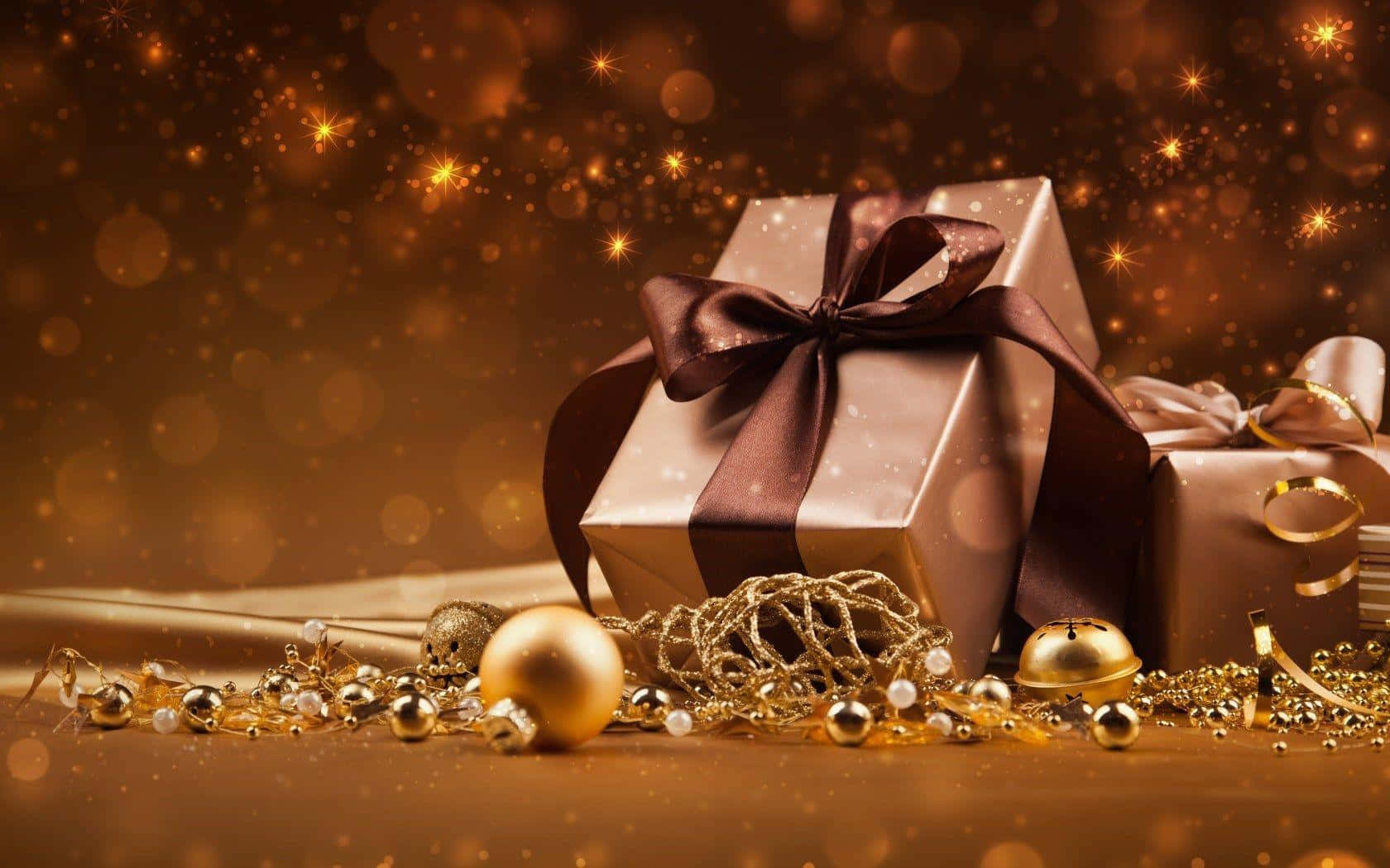 Brown And Gold Christmas Gifts Picture