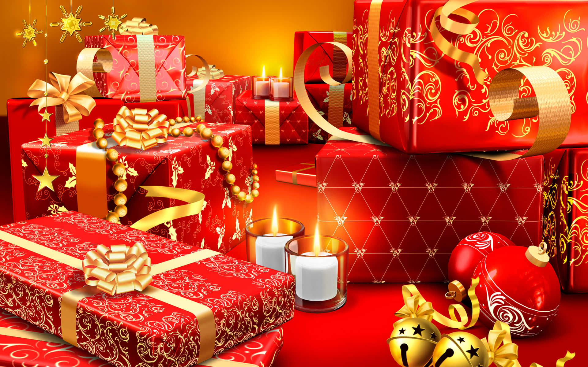 Digital Christmas Gifts With Candles Picture