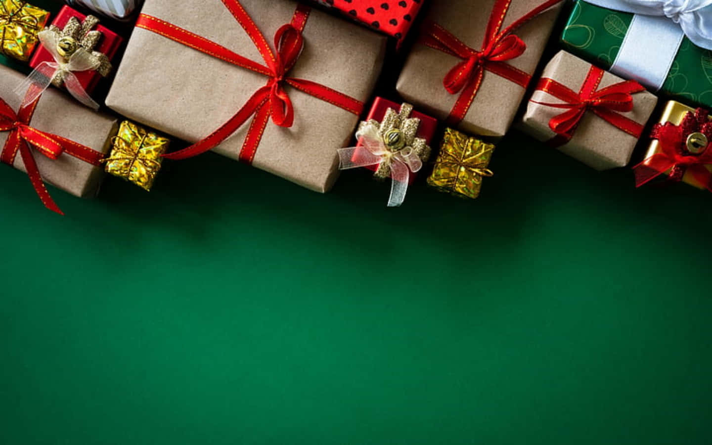 Christmas Gifts On Green Picture