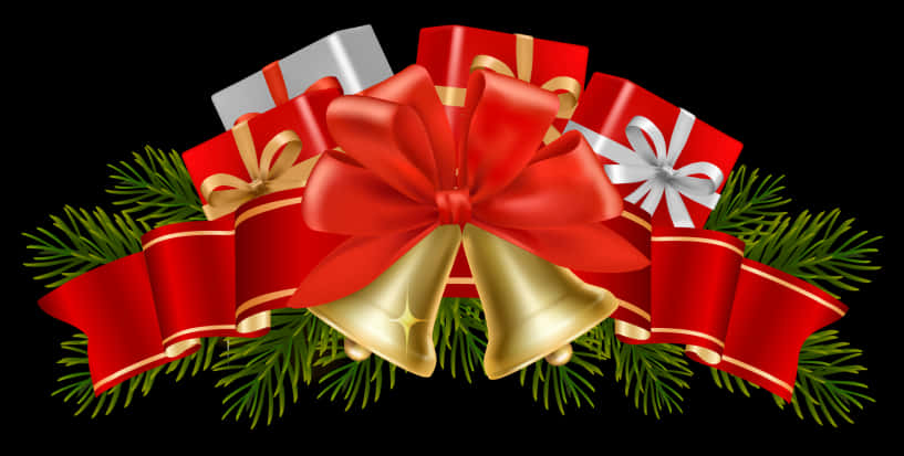 Christmas Giftsand Bells Decoration PNG