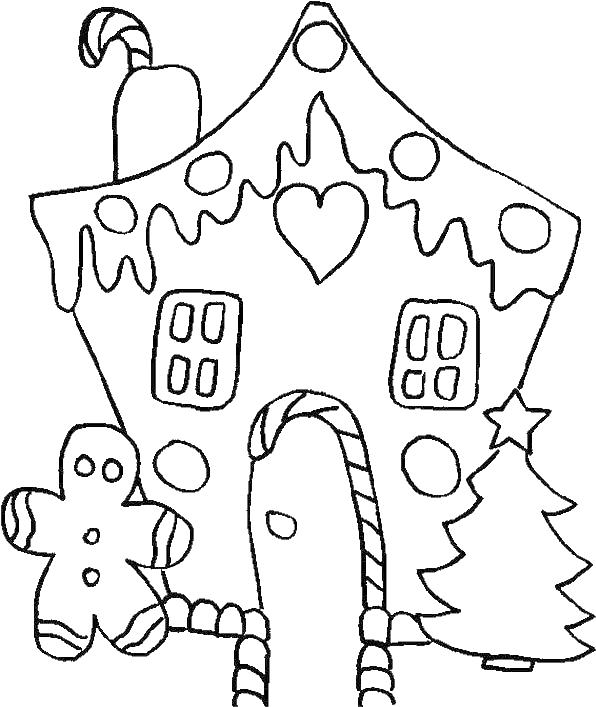 Download Christmas Gingerbread House Coloring Page | Wallpapers.com