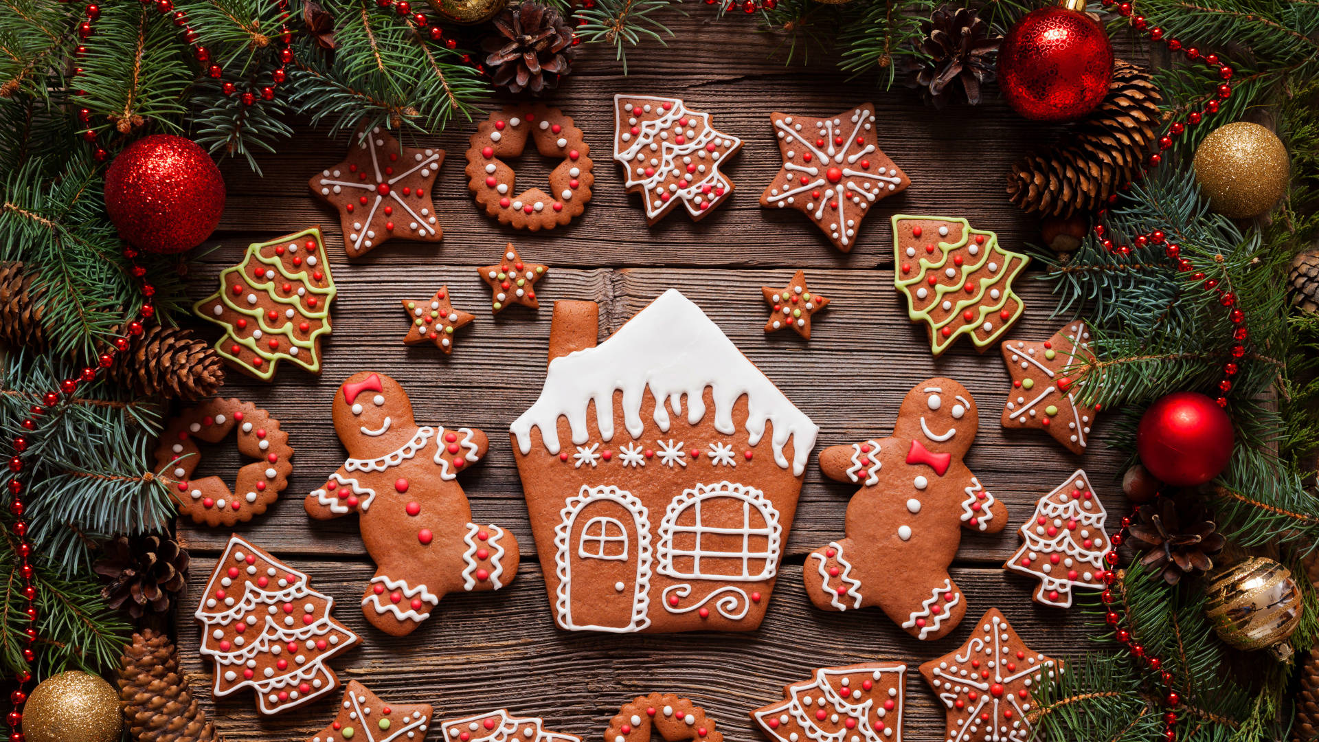 Christmas Gingerbread House Cookies Wallpaper