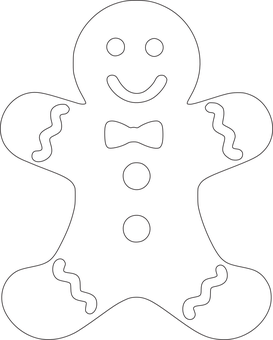 Christmas Gingerbread Man Outline PNG