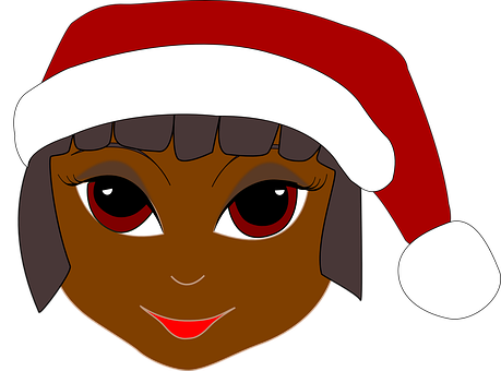 Christmas Girl Cartoon Portrait PNG