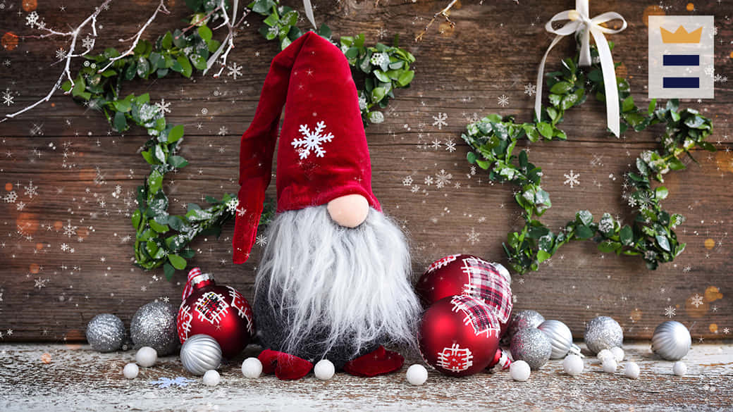 Welcome Christmas with a Cheerful Gnome Wallpaper