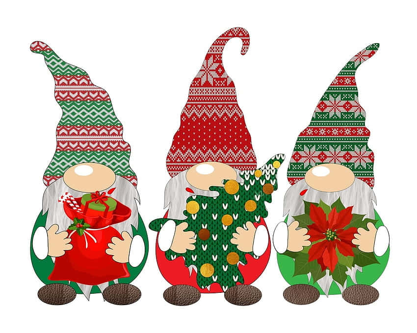 Download A Christmas Gnome Enjoying A Snowy Day Wallpaper 
