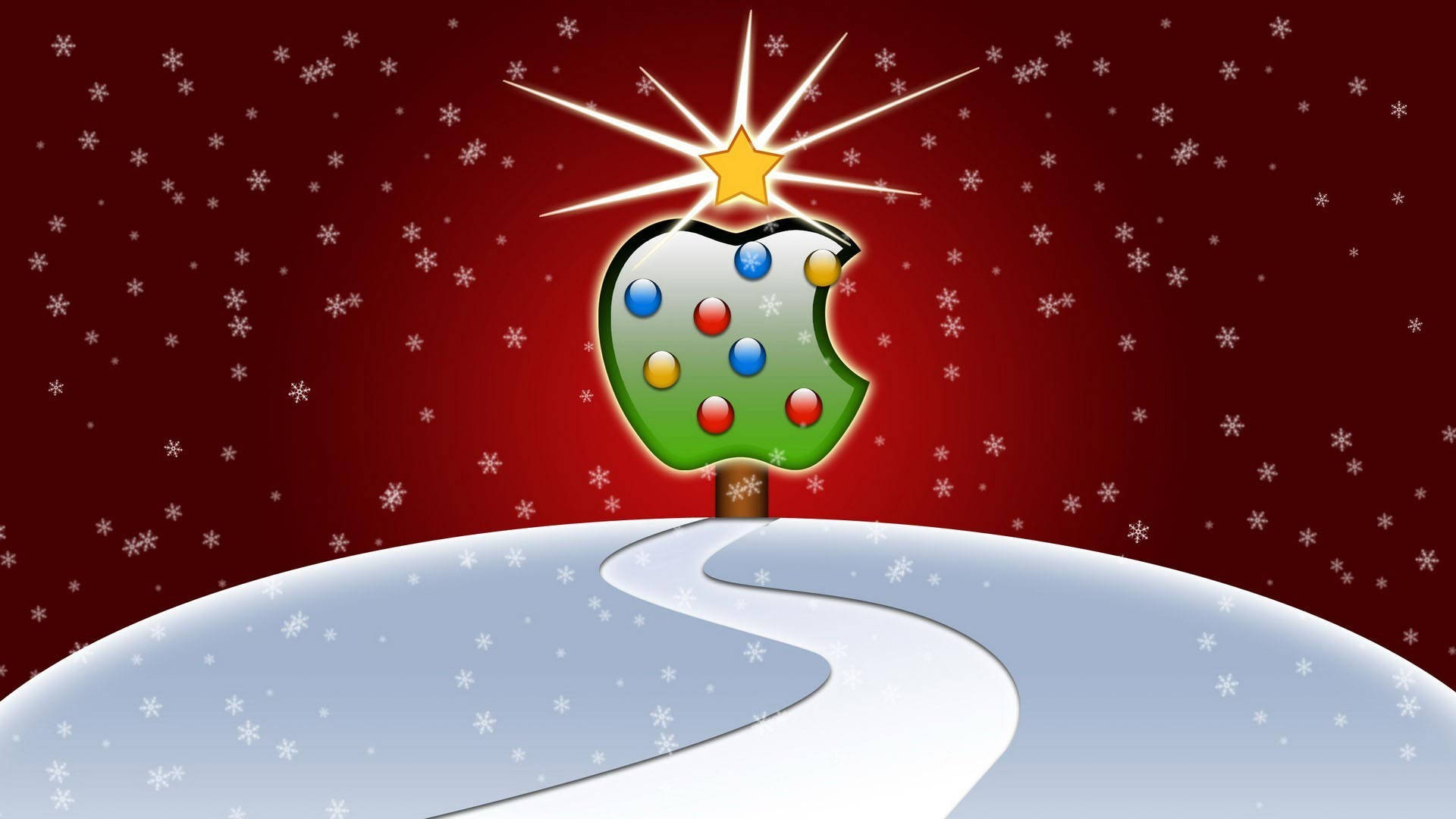 Christmas Holiday Desktop Apple Tree Wallpaper