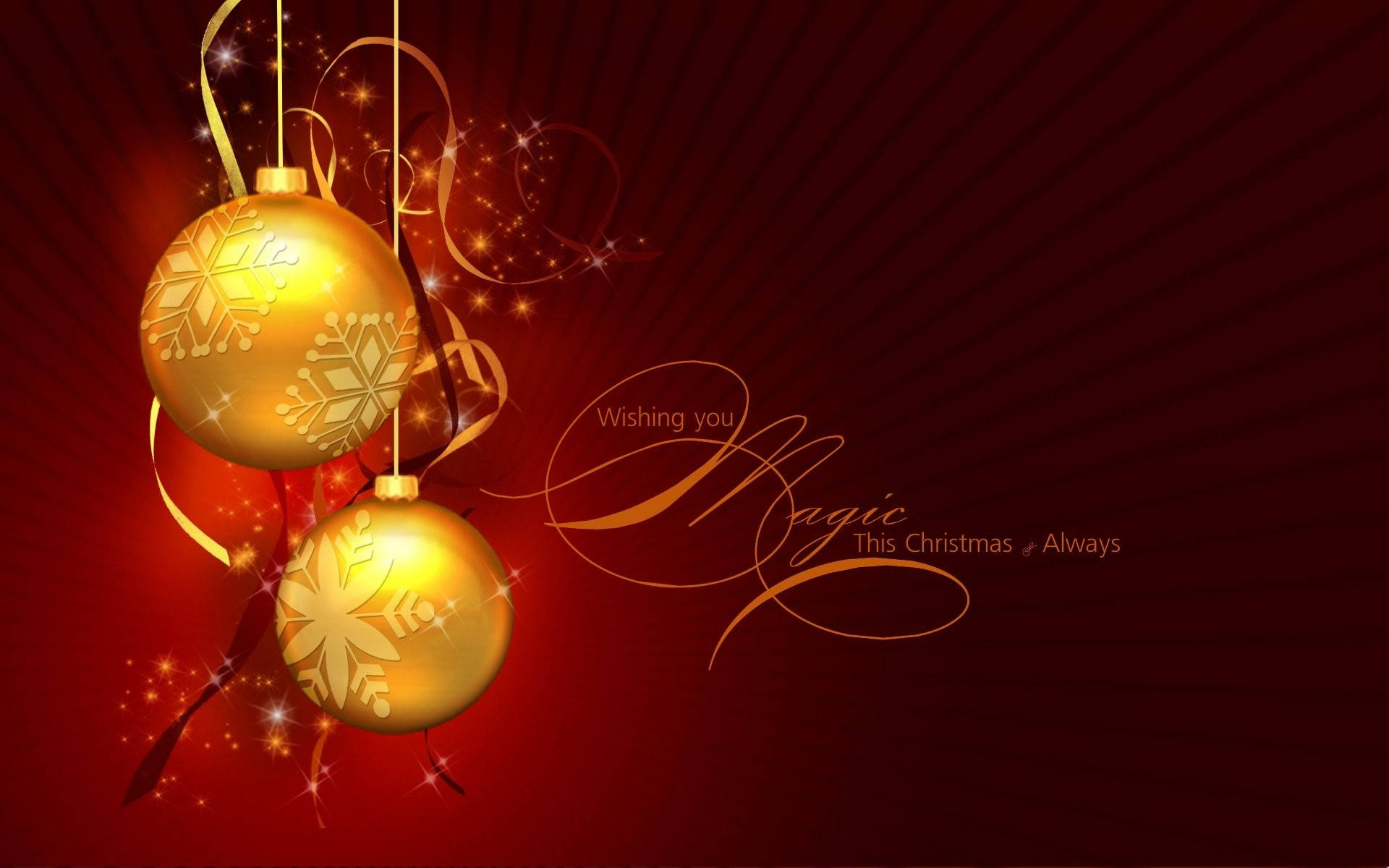 Christmas Holiday Desktop Gold Balls Wallpaper